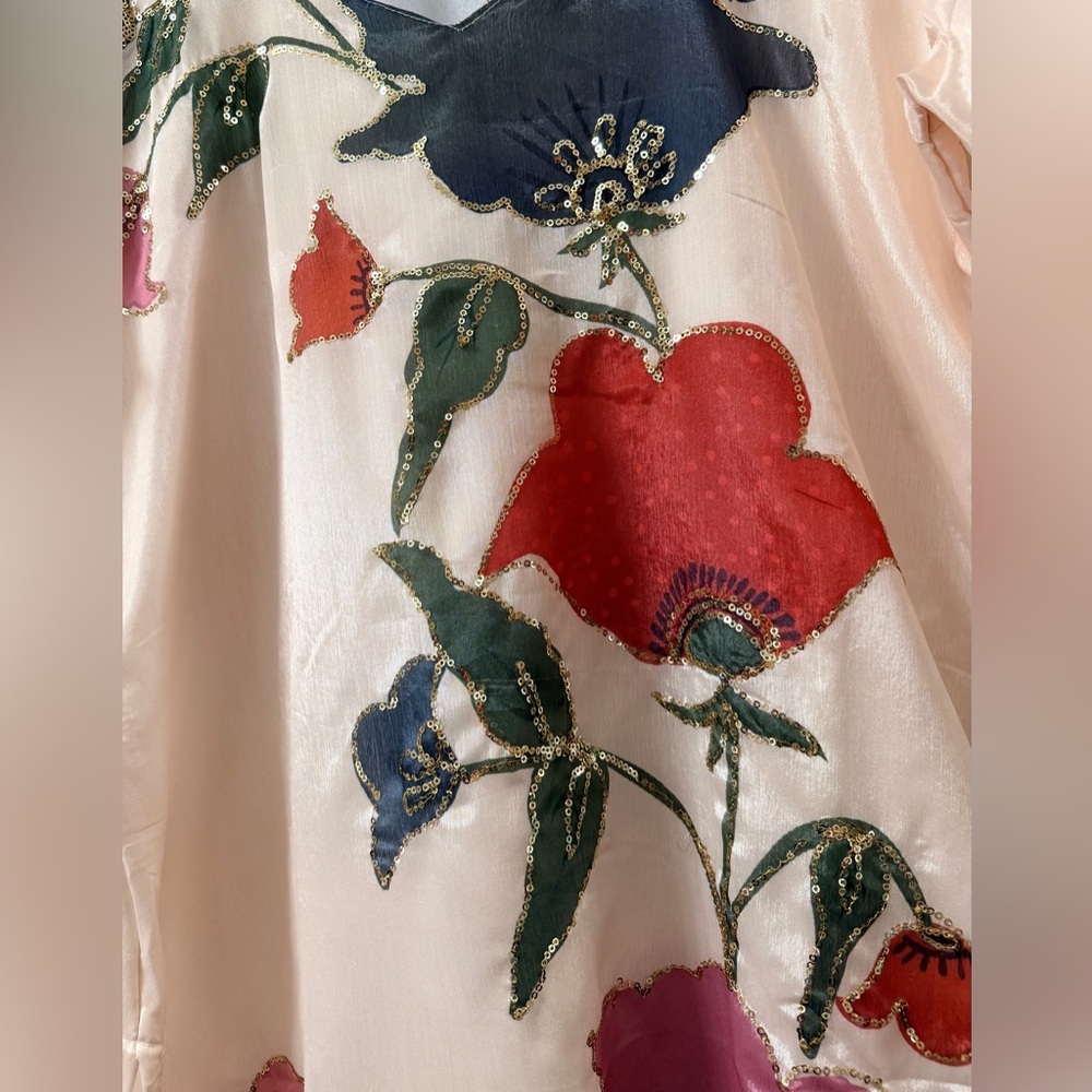 CHINON HEAVY EMBROIDERY DESIGNER FESTIVE WEAR SALWAR KAMEEZ GHARARA SUIT - Picture 7 of 9